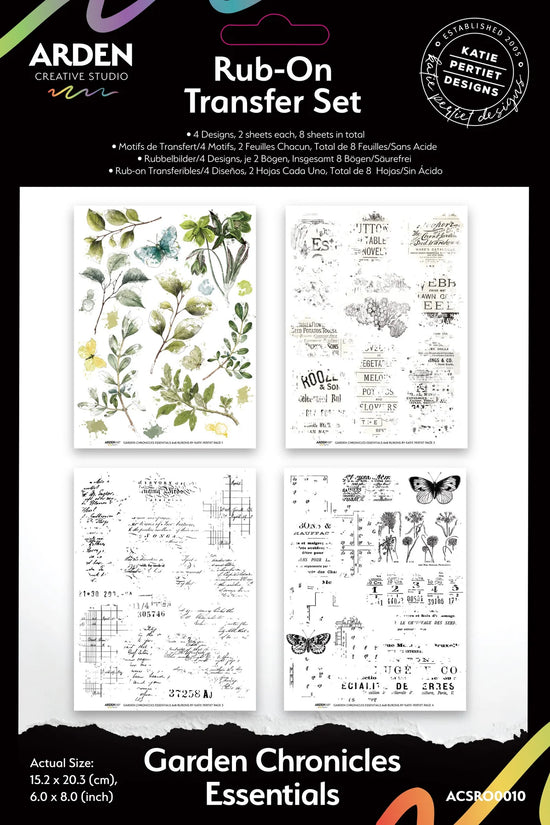 Arden Creative Studio Garden Chronicles Essentials 6in x 8in Rub-On Transfer Set
