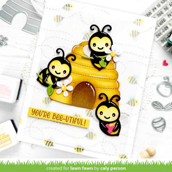 Lawn Fawn bee happy background stencils