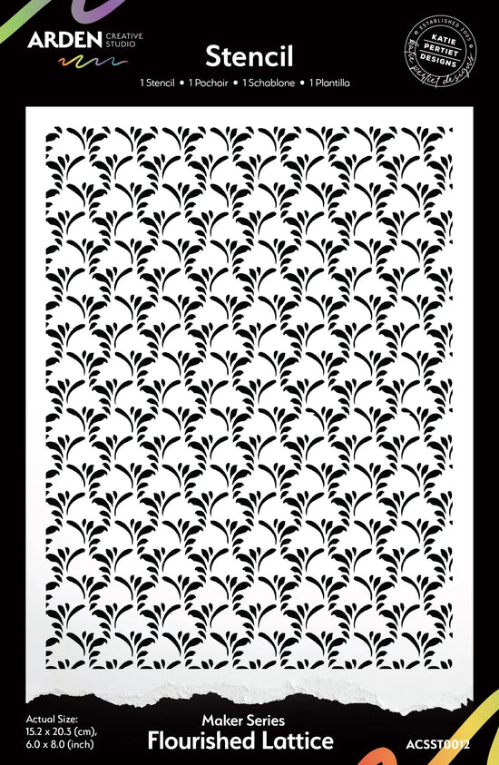 Arden Creative Studio Maker Series Flourished Lattice 6in x 8in Stencil