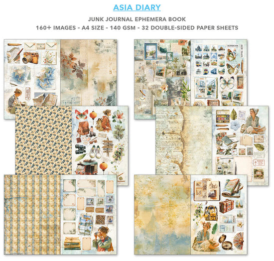 Ciao Bella Asia Diary Junk Journal & Ephemera Book A4 32/Pkg