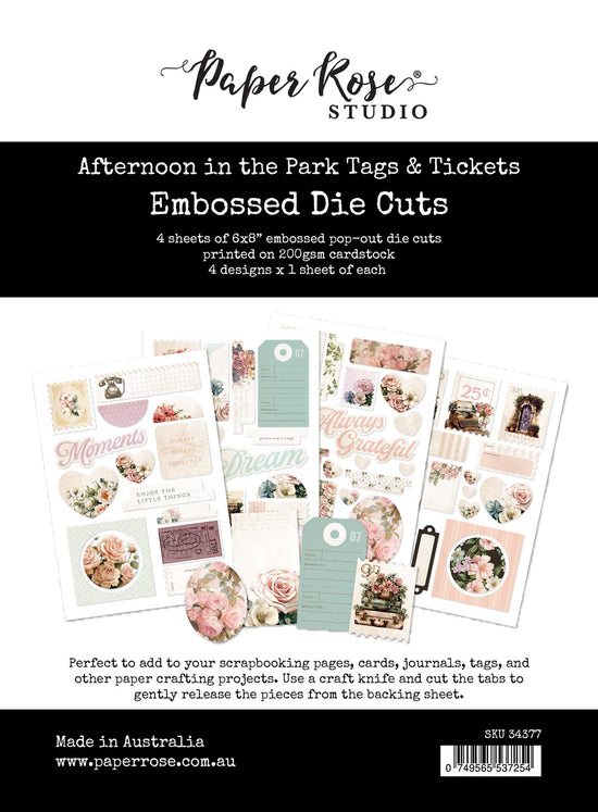 Paper Rose Afternoon in the Park Tags Embossed Die Cuts