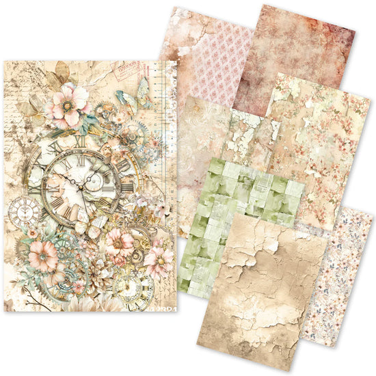 Ciao Bella Craftmix Lost in Time Mixed A5 Paper Pack - 8 Sheets (Tissue & Vellum Variety)