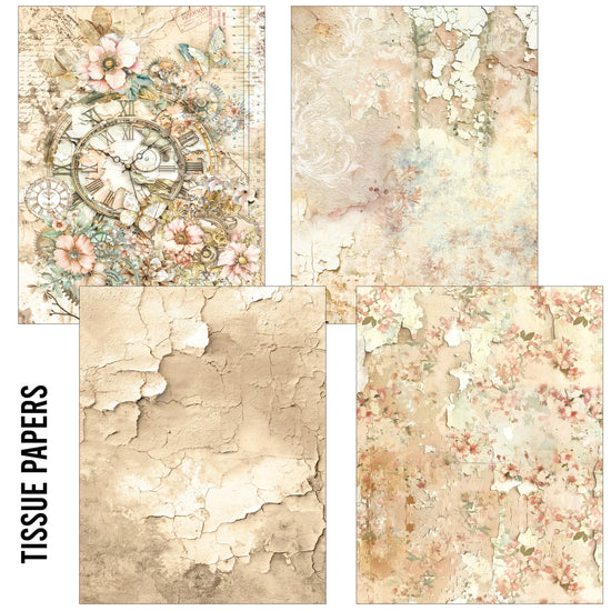 Ciao Bella Craftmix Lost in Time Mixed A5 Paper Pack - 8 Sheets (Tissue & Vellum Variety)