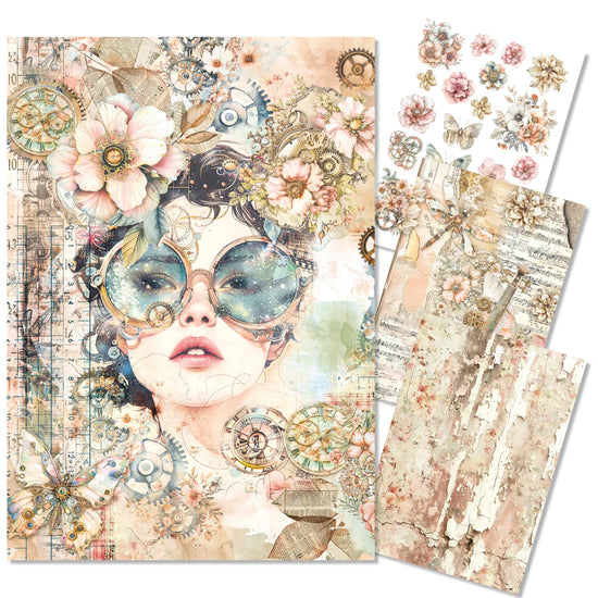 Ciao Bella Rice Paper A4 MIXED 4/Pkg Lost in Time