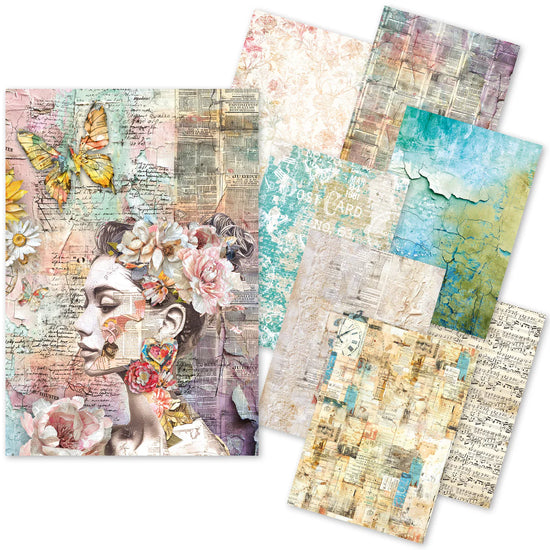 Ciao Bella Craftmix The Sound of Spring Mixed A5 Paper Pack - 8 Sheets (Tissue & Vellum Variety)