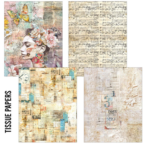 Ciao Bella Craftmix The Sound of Spring Mixed A5 Paper Pack - 8 Sheets (Tissue & Vellum Variety)