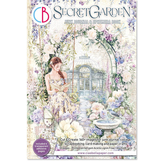 Ciao Bella Secret Garden Junk Journal & Ephemera Book A4 32/Pkg