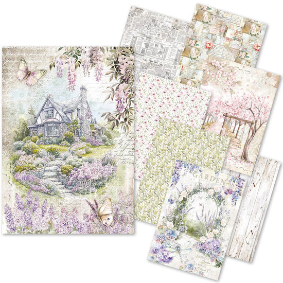 Ciao Bella Rice Paper A5 MIXED 8/Pkg Secret Garden