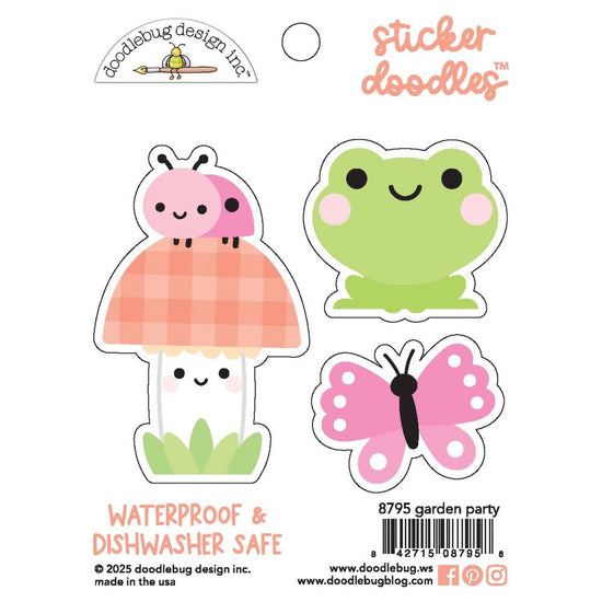 Doodlebug Water Bottle Sticker Doodles Garden Party, Butterfly Kisses