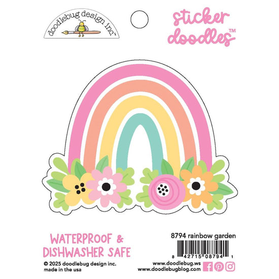 Doodlebug Water Bottle Sticker Doodles Rainbow Garden, Butterfly Kisses