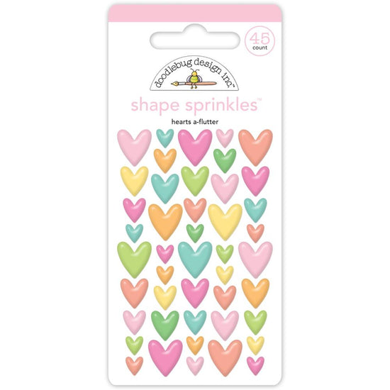 Doodlebug Sprinkles Adhesive Glossy Enamel Shapes Hearts A-Flutter, 45/Pkg Butterfly Kisses