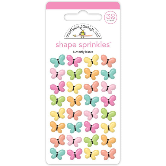 Doodlebug Sprinkles Adhesive Glossy Enamel Shapes Butterfly Kisses, 32/Pkg