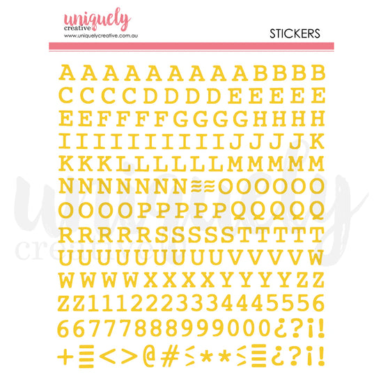 Uniquely Creative SWEET AS HONEY PUFFY GOLD ALPHA STICKERS - UPPERCASE