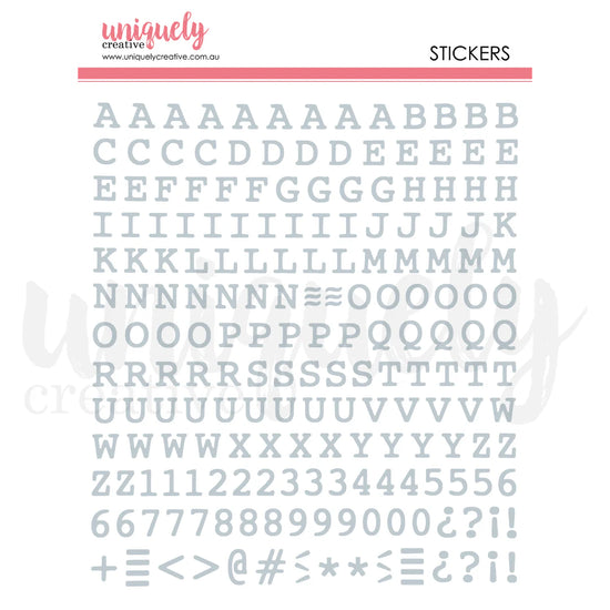 Uniquely Creative SWEET AS HONEY PUFFY SILVER ALPHA STICKERS - UPPERCASE