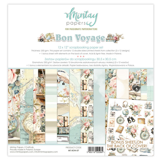 Mintay 12 X 12 PAPER SET - BON VOYAGE