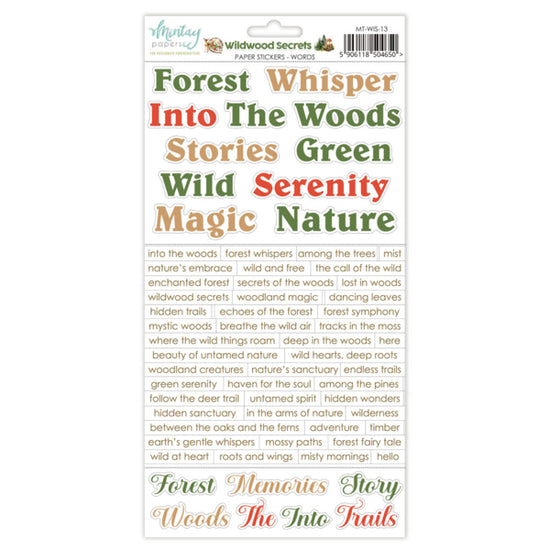 Mintay 6 X 12 PAPER STICKERS - WILDWOOD SECRETS - Words