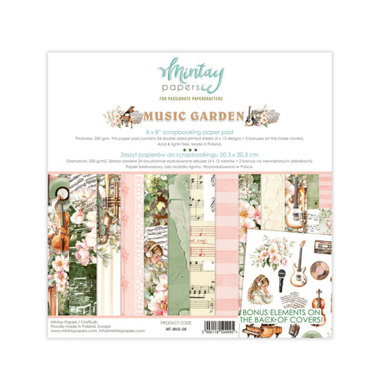 Mintay 8 X 8 PAPER Pad - Music Garden