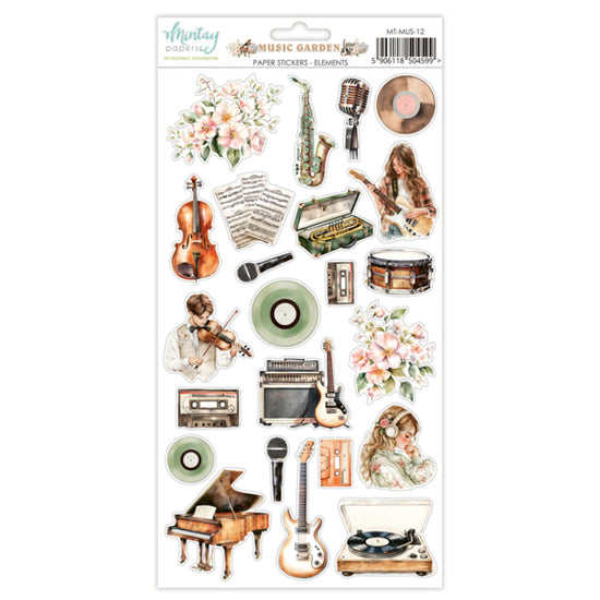 Mintay 6 X 12 PAPER STICKERS - Music Garden - ELEMENTS