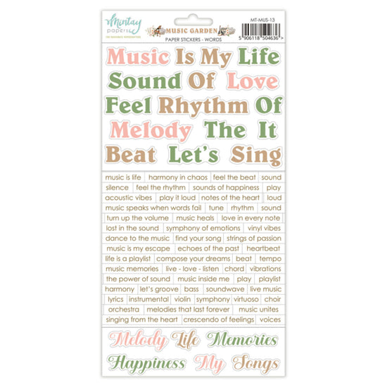 Mintay 6 X 12 PAPER STICKERS - Music Garden - Words