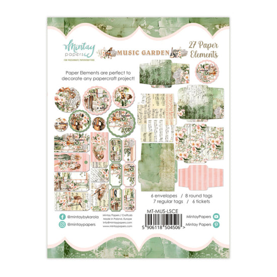 Mintay PAPER ELEMENTS - Music Garden, 27 PCS