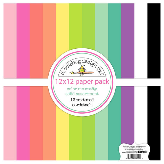 Doodlebug Textured Double-Sided Cardstock 12"X12" 12/Pkg Color Me Crafty