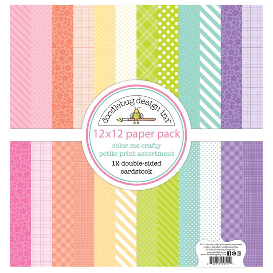 Doodlebug Petite Prints Double-Sided Cardstock 12"X12" Color Me Crafty