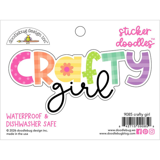 Doodlebug Water Bottle Sticker Doodles Crafty Girl Color Me Crafty