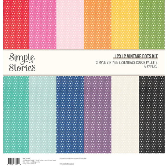 PRE ORDEN Simple Stories Vintage Dots Kit 12"X12" Simple Vintage Essentials Color Palette PRE ORDEN