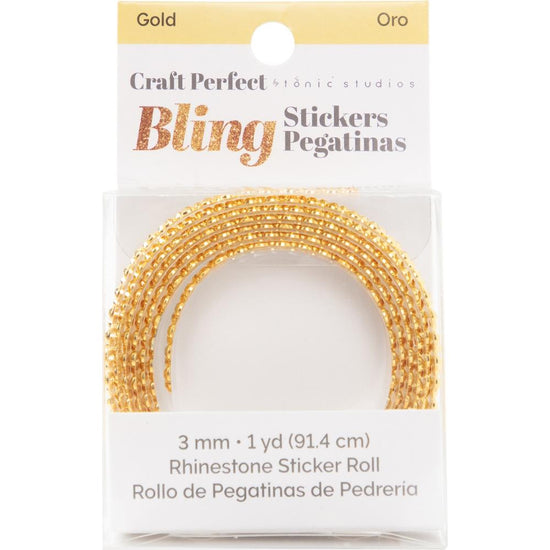 Craft Perfect Rhinestone Sticker Roll 1YD Gold
