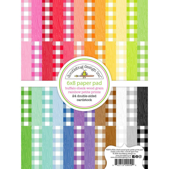 Doodlebug Double-Sided Paper Pad 6"X8" Buffalo Check-Wood Grain