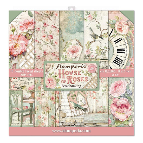 Stamperia Double-Sided Paper Pad 12"X12" 10/Pkg House Of Roses, 10 Designs/1 Each