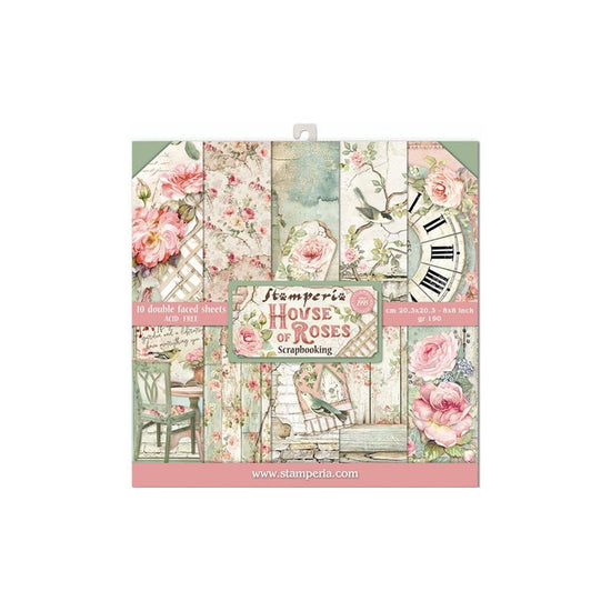 Stamperia Double-Sided Paper Pad 8"X8" 10/Pkg House Of Roses, 10 Designs/1 Each