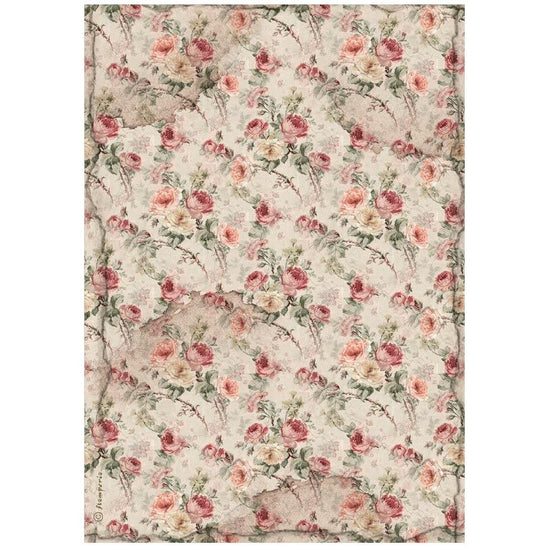 Stamperia Rice Paper Sheet A4 House Roses Fabric