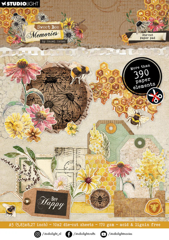 Studio Light Die-Cut Paper Pad Paper Elements Sweet Bee Memories 20 SH
