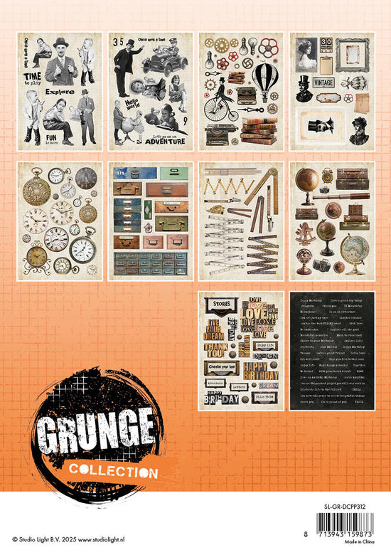 Studio Light Die-Cut Paper Pad Paper Elements Grunge Collection 20 SH