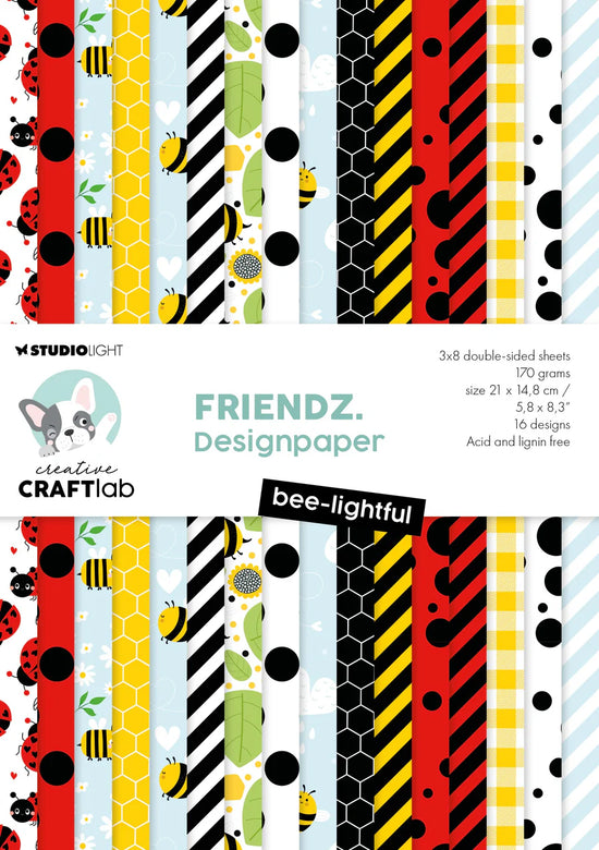 Studio Light Designer Paper Pad Bee-Lightful Friendz 24 Sheets