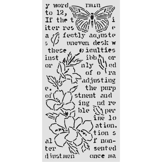 Stamperia Cut laser stencil for Art and Craft cm 12X25 - Secret Diary butterfly and flower