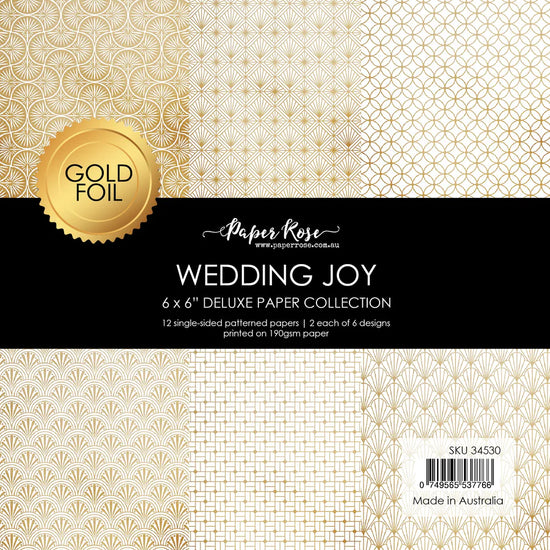 Paper Rose Wedding Joy Foil Gold 6x6 Paper Collection
