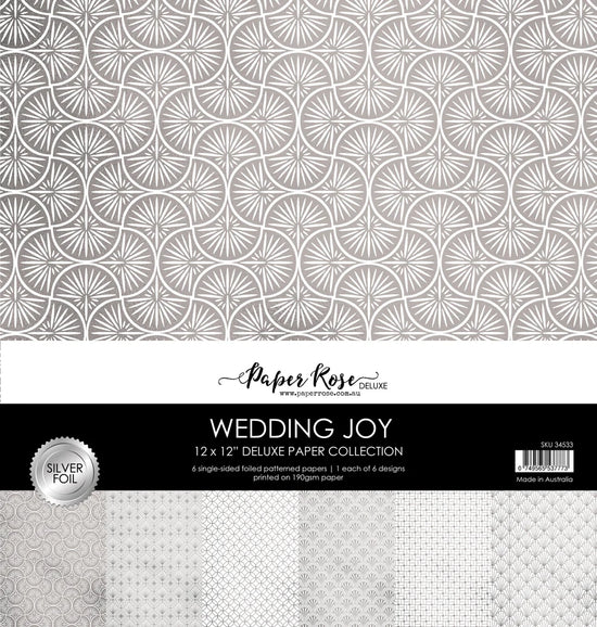Paper Rose Wedding Joy Foil Silver 12x12 Paper Collection