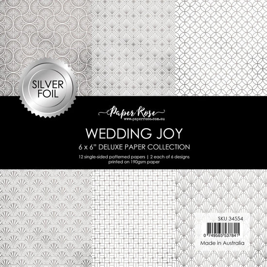 Paper Rose Wedding Joy Foil Silver 6x6 Paper Collection