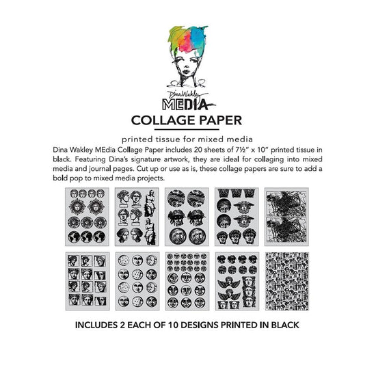 Dina Wakley MEdia Collage Tissue Paper 7.5"X10" 20/PKg Antiquities