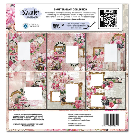 3Quarter Designs Shutter Glam 12x12 Designer Paper & Diecuts Set