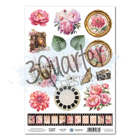 3Quarter Designs Shutter Glam - A4 Sticker Sheet