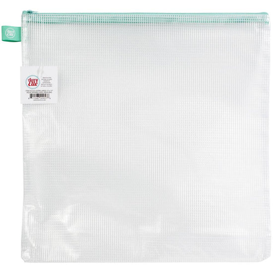 Avery Elle Zippered Vinyl Mesh Pouch Aqua X Large