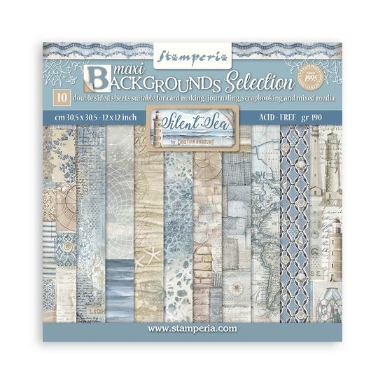 Stamperia Backgrounds Double-Sided Paper Pad 12"x12" 10/Pkg Silent Sea