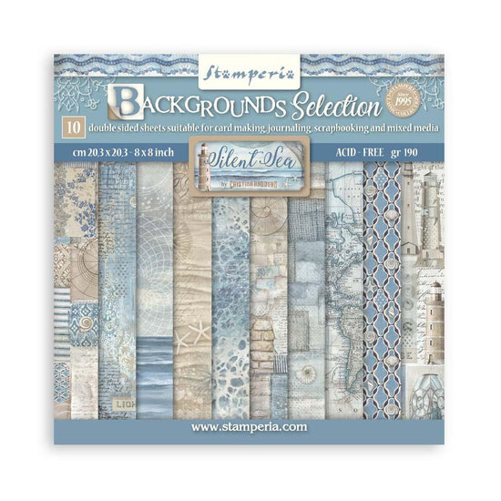 Stamperia Backgrounds Double-Sided Paper Pad 8"X8" 10/Pkg Silent Sea
