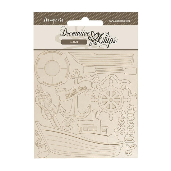 Stamperia Decorative Chips 5.5"X5.5" Silent Sea Boat
