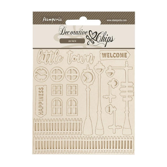 Stamperia Decorative Chips 5.5"X5.5" Silent Sea Little Town