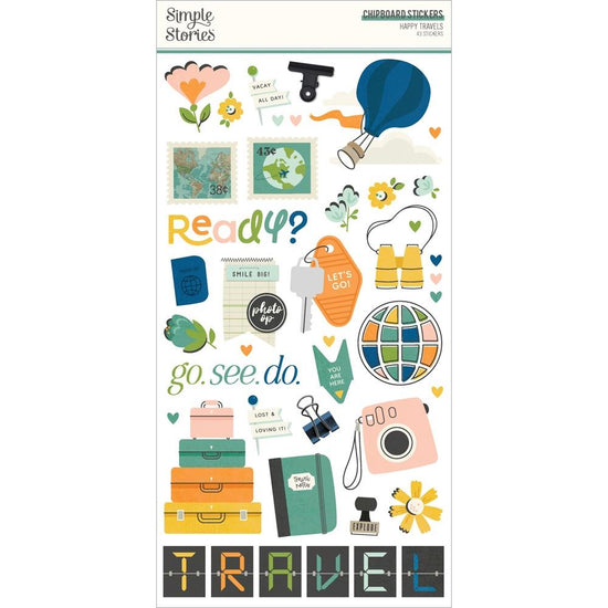 Simple Stories Happy Travels Chipboard Stickers