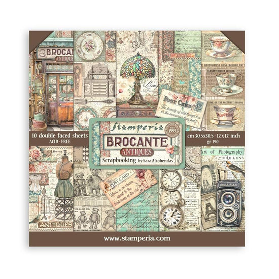 Stamperia Double-Sided Paper Pad 12"X12" 10/Pkg Brocante Antiques